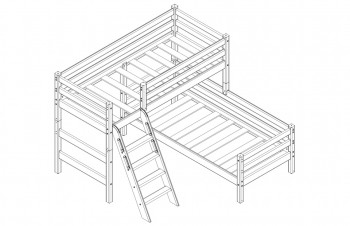 Кровать Соня вариант 8 угловая с наклонной лестницей Лаванда в Стрелке - strelka.mebel54.com | фото
