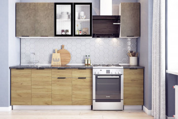 Кухонный гарнитур Стоун 2.0 (белый/камень темно-серый/акация светлая) в Стрелке - strelka.mebel54.com | фото