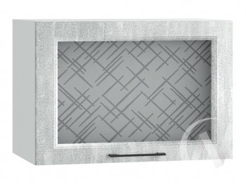 Либерти Шкаф верхний горизонтальный со стеклом ШВГС 609 (Холст грей/корпус белый) в Стрелке - strelka.mebel54.com | фото