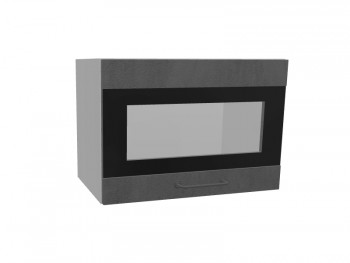 Лофт ПГСФ 500 шкаф верхний горизонтальный со стеклом и фотопечатью (Бетон темный/корпус Серый) в Стрелке - strelka.mebel54.com | фото