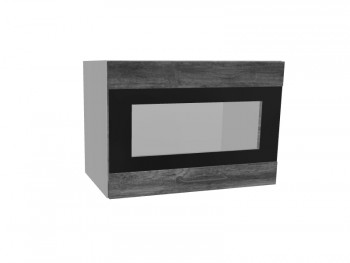 Лофт ПГСФ 500 шкаф верхний горизонтальный со стеклом и фотопечатью (Дуб бурый/корпус Серый) в Стрелке - strelka.mebel54.com | фото