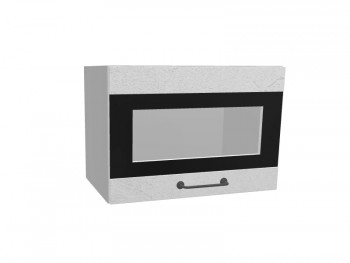 Лофт ПГСФ 500 шкаф верхний горизонтальный со стеклом и фотопечатью (Штукатурка белая/корпус Серый) в Стрелке - strelka.mebel54.com | фото