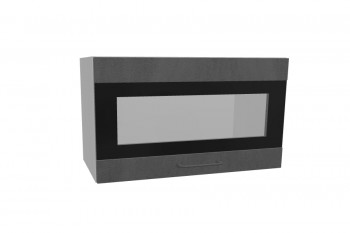 Лофт ПГСФ 600 шкаф верхний горизонтальный со стеклом и фотопечатью (Бетон темный/корпус Серый) в Стрелке - strelka.mebel54.com | фото