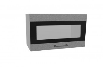 Лофт ПГСФ 600 шкаф верхний горизонтальный со стеклом и фотопечатью (Штукатурка серая/корпус Серый) в Стрелке - strelka.mebel54.com | фото