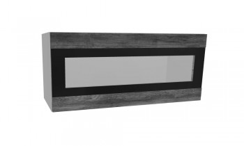 Лофт ПГСФ 800 шкаф верхний горизонтальный со стеклом и фотопечатью (Дуб бурый/корпус Серый) в Стрелке - strelka.mebel54.com | фото