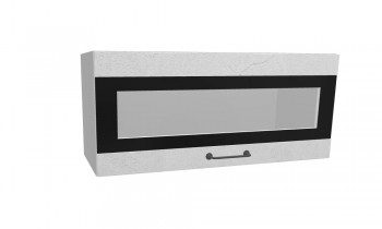 Лофт ПГСФ 800 шкаф верхний горизонтальный со стеклом и фотопечатью (Штукатурка белая/корпус Серый) в Стрелке - strelka.mebel54.com | фото