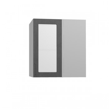 Лофт ПУС 650 шкаф верхний угловой со стеклом (Бетон темный/корпус Серый) в Стрелке - strelka.mebel54.com | фото