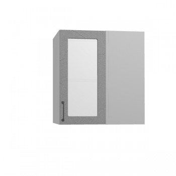 Лофт ПУС 650 шкаф верхний угловой со стеклом (Штукатурка серая/корпус Серый) в Стрелке - strelka.mebel54.com | фото