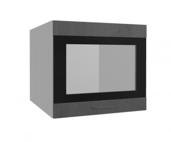 Лофт ВПГСФ 500 шкаф верхний горизонтальный со стеклом высокий с фотопечатью (Бетон темный/корпус Серый) в Стрелке - strelka.mebel54.com | фото