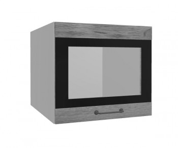 Лофт ВПГСФ 500 шкаф верхний горизонтальный со стеклом высокий с фотопечатью (Дуб цикорий/корпус Серый) в Стрелке - strelka.mebel54.com | фото