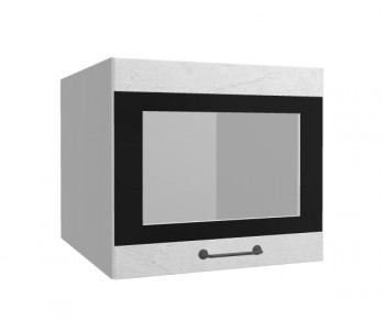 Лофт ВПГСФ 500 шкаф верхний горизонтальный со стеклом высокий с фотопечатью (Штукатурка белая/корпус Серый) в Стрелке - strelka.mebel54.com | фото