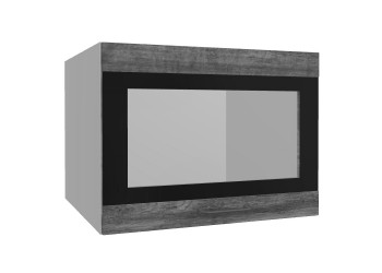 Лофт ВПГСФ 600 шкаф верхний горизонтальный со стеклом высокий с фотопечатью (Дуб бурый/корпус Серый) в Стрелке - strelka.mebel54.com | фото