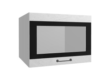 Лофт ВПГСФ 600 шкаф верхний горизонтальный со стеклом высокий с фотопечатью (Штукатурка белая/корпус Серый) в Стрелке - strelka.mebel54.com | фото