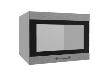 Лофт ВПГСФ 600 шкаф верхний горизонтальный со стеклом высокий с фотопечатью (Штукатурка серая/корпус Серый) в Стрелке - strelka.mebel54.com | фото