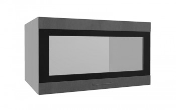 Лофт ВПГСФ 800 шкаф верхний горизонтальный со стеклом высокий с фотопечатью (Бетон темный/корпус Серый) в Стрелке - strelka.mebel54.com | фото