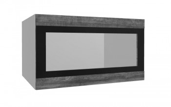 Лофт ВПГСФ 800 шкаф верхний горизонтальный со стеклом высокий с фотопечатью (Дуб бурый/корпус Серый) в Стрелке - strelka.mebel54.com | фото