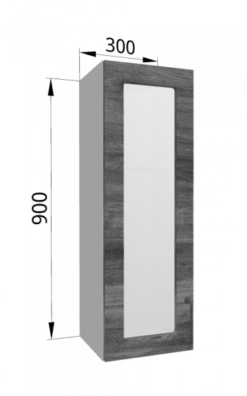 Лофт ВПС 300 шкаф верхний со стеклом высокий (Дуб бурый/корпус Серый) в Стрелке - strelka.mebel54.com | фото