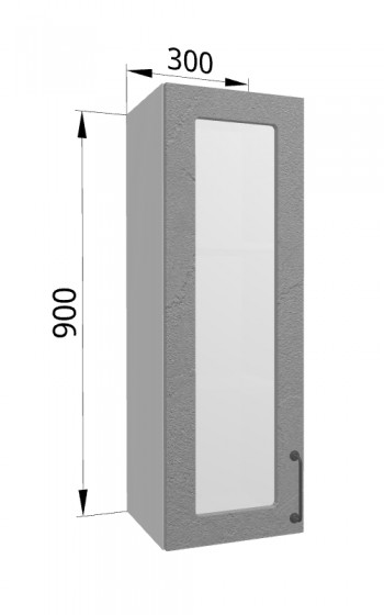 Лофт ВПС 300 шкаф верхний со стеклом высокий (Штукатурка серая/корпус Серый) в Стрелке - strelka.mebel54.com | фото
