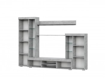 Мебель для гостиной МГС 5 Цемент светлый / Белый в Стрелке - strelka.mebel54.com | фото