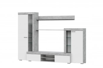 Мебель для гостиной МГС 5 Цемент светлый / Белый в Стрелке - strelka.mebel54.com | фото