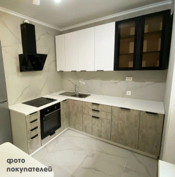 Модульная кухня Норд 1,6 м (Софт даймонд/Камень беж/Белый) в Стрелке - strelka.mebel54.com | фото