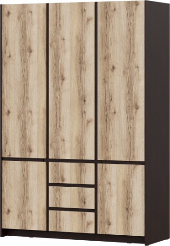 Модульная система "Прага" Шкаф для одежды трехстворчатый Дуб Венге/Дуб Делано в Стрелке - strelka.mebel54.com | фото