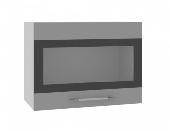 Норд ШВГС 600 Шкаф верхний горизонтальный со стеклом (Софт черный/корпус Белый) в Стрелке - strelka.mebel54.com | фото