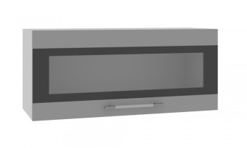 Норд ШВГС 800 Шкаф верхний горизонтальный со стеклом (Софт черный/корпус Венге) в Стрелке - strelka.mebel54.com | фото