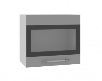 Олива ВПГСФ 500 Шкаф верхний горизонтальный со стеклом с фотопечатью высокий (Ваниль глянец/корпус Серый) в Стрелке - strelka.mebel54.com | фото