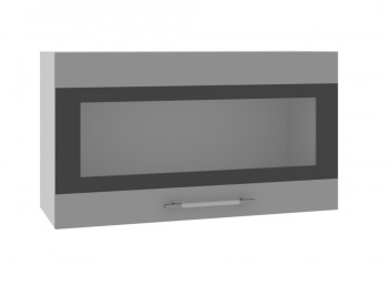 Олива ВПГСФ 800 Шкаф верхний горизонтальный со стеклом с фотопечатью высокий (Ваниль глянец/корпус Серый) в Стрелке - strelka.mebel54.com | фото
