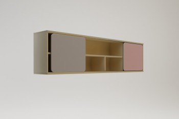 Полка между шкафами 1660 Грэйси (Розовый/Серый/корпус Клен) в Стрелке - strelka.mebel54.com | фото