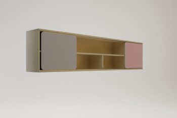 Полка между шкафами 1960 Грэйси (Розовый/Серый/корпус Клен) в Стрелке - strelka.mebel54.com | фото