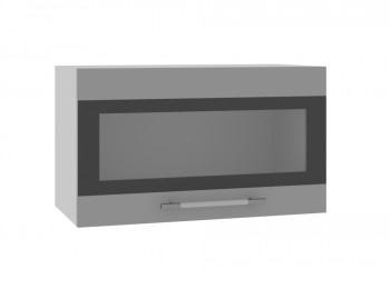 Ройс ПГСФ 600 Шкаф верхний горизонтальный со стеклом с фотопечатью (Графит софт/корпус Серый) в Стрелке - strelka.mebel54.com | фото