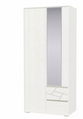 Шкаф 2-х дверный с ящиками Аделина 1000 Рамух белый в Стрелке - strelka.mebel54.com | фото