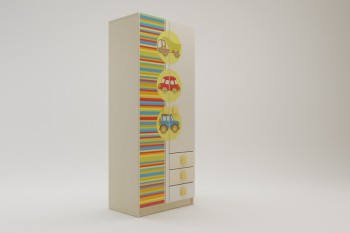 Шкаф 2-х створчатый с ящиками Клаксон (Бежевый/корпус Клен) в Стрелке - strelka.mebel54.com | фото