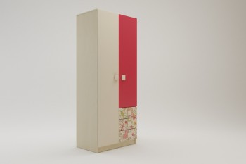 Шкаф 2-х створчатый с ящиками Ретвит (Бежевый/Красный/корпус Клен) в Стрелке - strelka.mebel54.com | фото