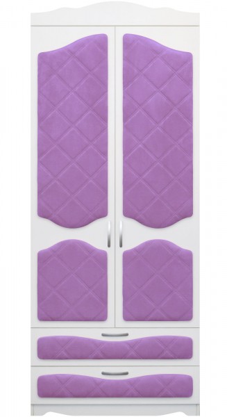 Шкаф 2-х створчатый с ящиками серии Иллюзия 67 Светло-фиолетовый в Стрелке - strelka.mebel54.com | фото