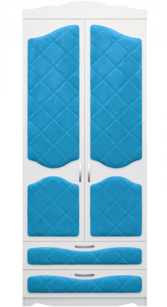 Шкаф 2-х створчатый с ящиками серии Иллюзия 84 Ярко-голубой в Стрелке - strelka.mebel54.com | фото