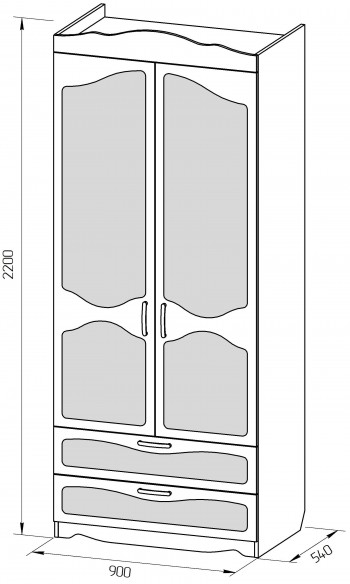 Шкаф 2-х створчатый с ящиками серии Иллюзия 89 Розовый в Стрелке - strelka.mebel54.com | фото
