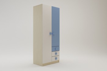 Шкаф 2-х створчатый с ящиками Скай (Синий/Белый/корпус Клен) в Стрелке - strelka.mebel54.com | фото