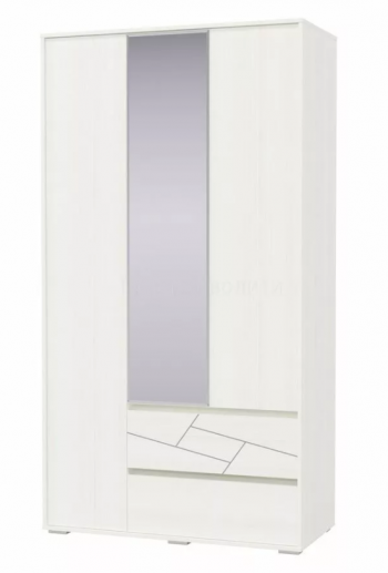 Шкаф 3-х дверный с ящиками Аделина 1200 Рамух белый в Стрелке - strelka.mebel54.com | фото