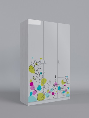 Шкаф 3-х створчатый с ящиками Флёр (Белый/корпус Выбеленное дерево) в Стрелке - strelka.mebel54.com | фото