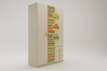 Шкаф 3-х створчатый с ящиками Клаксон (Бежевый/корпус Клен) в Стрелке - strelka.mebel54.com | фото