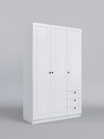 Шкаф 3-х створчатый с ящиками Классика (Белый/корпус Выбеленное дерево) в Стрелке - strelka.mebel54.com | фото