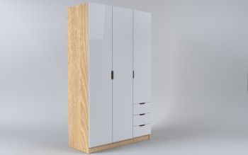 Шкаф 3-х створчатый с ящиками Лофт (Белый/корпус Дуб Сонома) в Стрелке - strelka.mebel54.com | фото