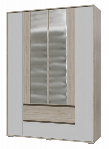 Шкаф 4-х дверный с ящиками Мальта 1600 Дуб сонома/Рамух белый в Стрелке - strelka.mebel54.com | фото