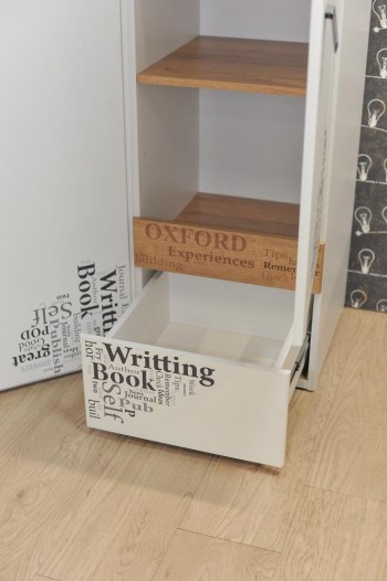 Шкаф для белья «Оксфорд» (Ривьера/Белый с рисунком) в Стрелке - strelka.mebel54.com | фото