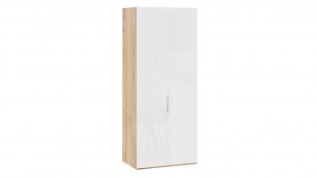Шкаф для одежды с 2 глухими дверями «Эмбер» Яблоня Беллуно/Белый глянец в Стрелке - strelka.mebel54.com | фото