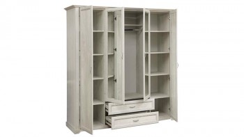 Шкаф для одежды "Сохо" (бетон пайн белый/2 ящика/зеркало) в Стрелке - strelka.mebel54.com | фото