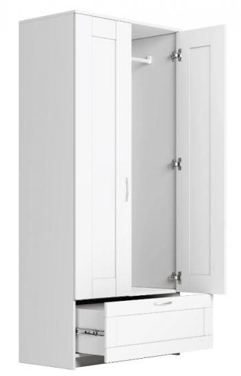 Шкаф двухдверный Сириус с 1 ящиком белый в Стрелке - strelka.mebel54.com | фото